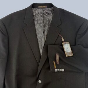 Pierre Loren Suit Jacket Mens 52R Black George 2B Classic Fit Blazer J6194 NEW